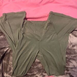 Aerie Sage Green Flare Pants